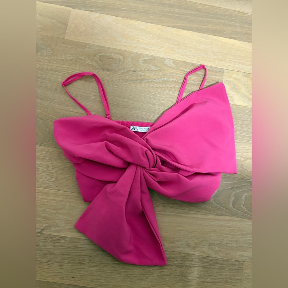Zara Bow top  hot pink size small